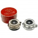2 x Leitz Elmar 3.5/3.5 cm Nickel and Chrome（螺口）