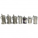 7只锡制或陶制啤酒杯 (7 Pewter or Ceramic Beer Mugs)