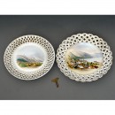 2 Musical Porcelain Souvenir Plates from Montreux and Chamonix, 