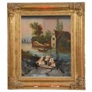 Musical Automaton Picture of a French Three-Masted Ship, c. 1890