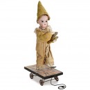 German Pull-Toy Clown Musician, c. 1890
