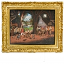 Musical Automaton Clock Picture of a Blacksmith's Shop by Xavier