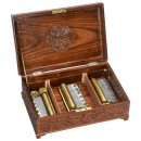 Trio of Reuge 3/72 Musical Box Movements in Carved Indian Case