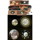 Group of Wood-Mounted Mechanical Magic Lantern Slides