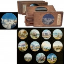 12 Wood-Framed Topographical Magic Lantern Slides