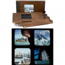 4 Wood-Framed Mechanical Magic Lantern Ship Wreck Slides