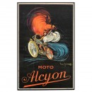 Extraordinary French Moto Alcyon Motorbike Poster, c. 1905