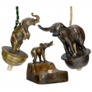 3 Electrical Table Bells Depicting Elephants, c. 1910