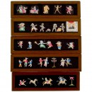 5 Hand-Painted Lantern Slides 7,5 x 29 cm, c. 1800