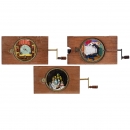 3 Magic Lantern Single Lever Slides, 1880-1900