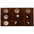 9 Dissolving Magic Lantern Slides 4 x 7 in. from England, c. 189