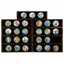 Wooden Box with 9 Magic Lantern Strips, c. 1870