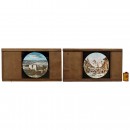 2 Large Magic Lantern Slides 11 3/4 x 6 1/2 in., c. 1880