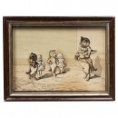 Musical Automaton Picture of a Feline Dancing School, c. 1900