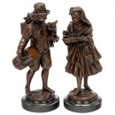 Pair of Bronze Lanternist Figures, Mid-19th Century