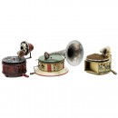3 Toy Gramophones, c. 1925