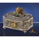 Silver Singing Bird Box by Jean Louis Schlingloff with Timepiece