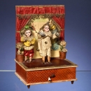 Musical Manivelle Automaton Clown Duet, c. 1900