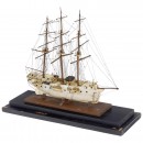 Fully Rigged Bone Model of an English Three-Master Frigate, End 