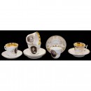 5 Photographic Porcelain Cups with Similar Decoration, c. 1880-9