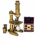 Berlin Brass Compound Microscope by Wasserlein, c. 1870
