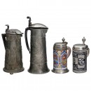 4 Large Beer or Vine Mugs