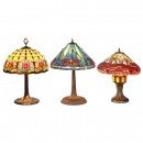 3 Art-Nouveau-Style Table Lamps, c. 1990