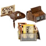 2台立体观影器和立体图片9 x 18 cm，1880年前后