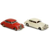 2辆铅皮玩具车：Mercedes 300, 约1960年