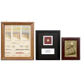 关于Alfred Nobel 的收集品（诺贝尔文学奖的金牌（复制品），Alfred Nobel的肖像，诺贝尔的雷管的展示）