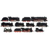 6辆Märklin 蒸汽机车和3辆其他机车（H0）