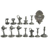 锡制灯具和小烛夹 (Pewter Lamps and Candle Holders)