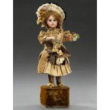 自动音乐玩偶拿着狗篮子的小姑娘, Lambert制造, 约1895年