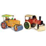 2辆铅皮压路机玩具车