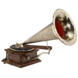 喇叭形唱片留声机, 带活动臂, 约1920年