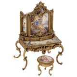Viennese Enamel Musical Dressing Table and Stool, c. 1960