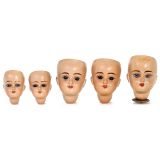 5 Celluloid Doll Heads by Rheinische Gummi und Celluloid Fabrik,