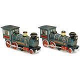 2 Battery-Operated Western Locomotives by Modern Toys, c. 1965