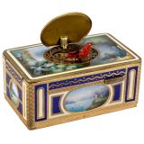 Enameled Singing Bird Box Automaton by Karl Griesbaum, c. 1950s