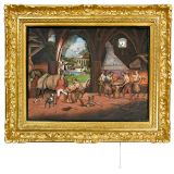 Musical Automaton Clock Picture of a Blacksmith's Shop by Xavier