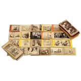 Approx. 83 Early Stereo Cards 9 x 18 cm, c. 1870
