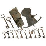 2 Antique Gate Locks and 10 Keys, c. 1700