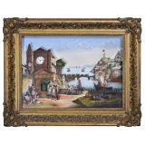 Musical Automaton Picture Clock of an Italian Village by Xavier 
