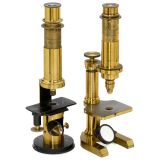 2 Small Brass Compound Microscopes