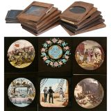 12 Wood-Framed Magic Lantern Slides