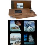 4 Wood-Framed Mechanical Magic Lantern Ship Wreck Slides