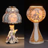 2 Lithophane Porcelain Lamps