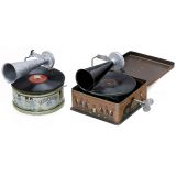2 Tin Toy Gramophones, c. 1925