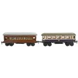 2 Märklin Mitropa Passenger Cars Gauge I, c. 1910