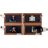 4 Magic Lantern Single Rackwork Slides of Clowns, 1860 onwards